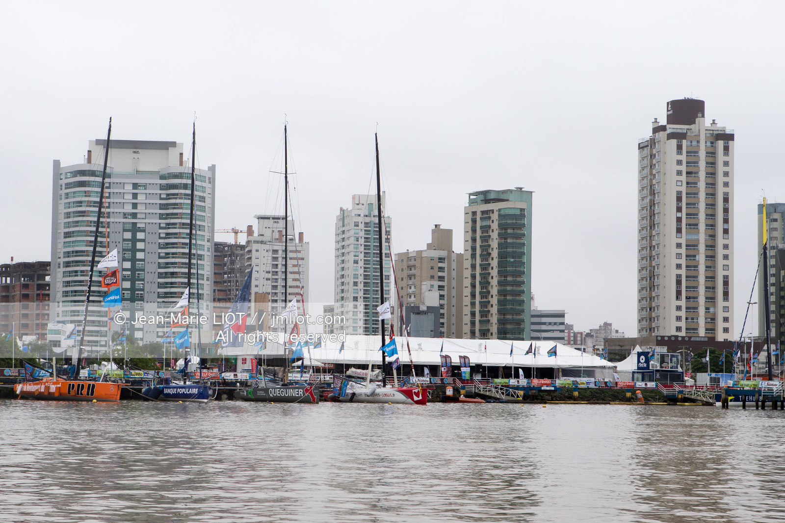 .Itajaï (Brazil) on November 13, 2015, arrival of Bertrand de Broc and Marc Guillemot aboard the imoca MACSF. Photo © Jean-Marie Liot   DPPI