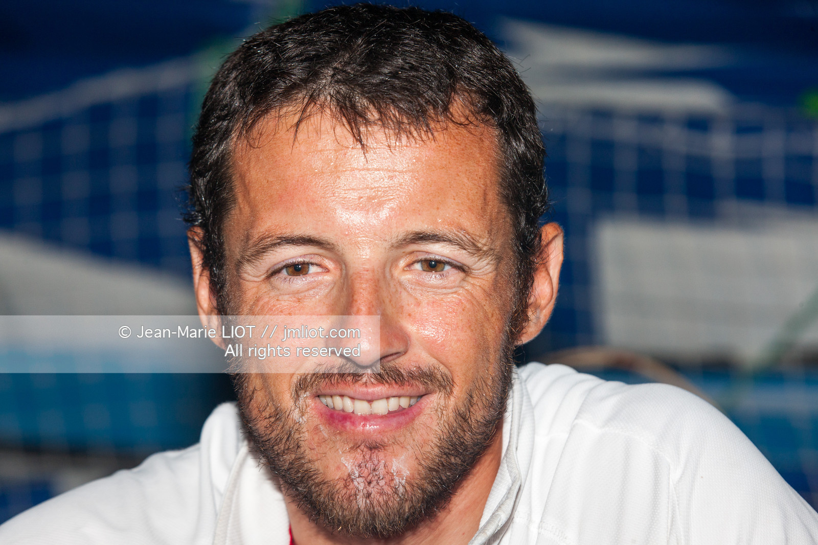 Arrivée, au Costa-Rica de l'imoca Banque populaire, le19 novembre 2011. Les skippers Armel Le Cleac'h et Christopher Pratt se placent à la 3ème place dans la catégorie des imocas. Photo © Jean-marie Liot DPPI.