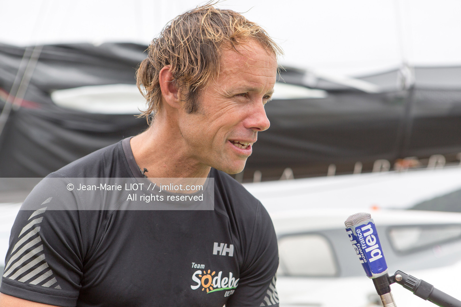 Itajaï(Brésil), samedi 7 novembre 2015, Thomas Coville et Jean-Luc Nélias deuxiémes au classement Ultim de la Transat Jacques Vabre sur SODEBO. Photo © JEAN-MARIE LIOT   DPPI.