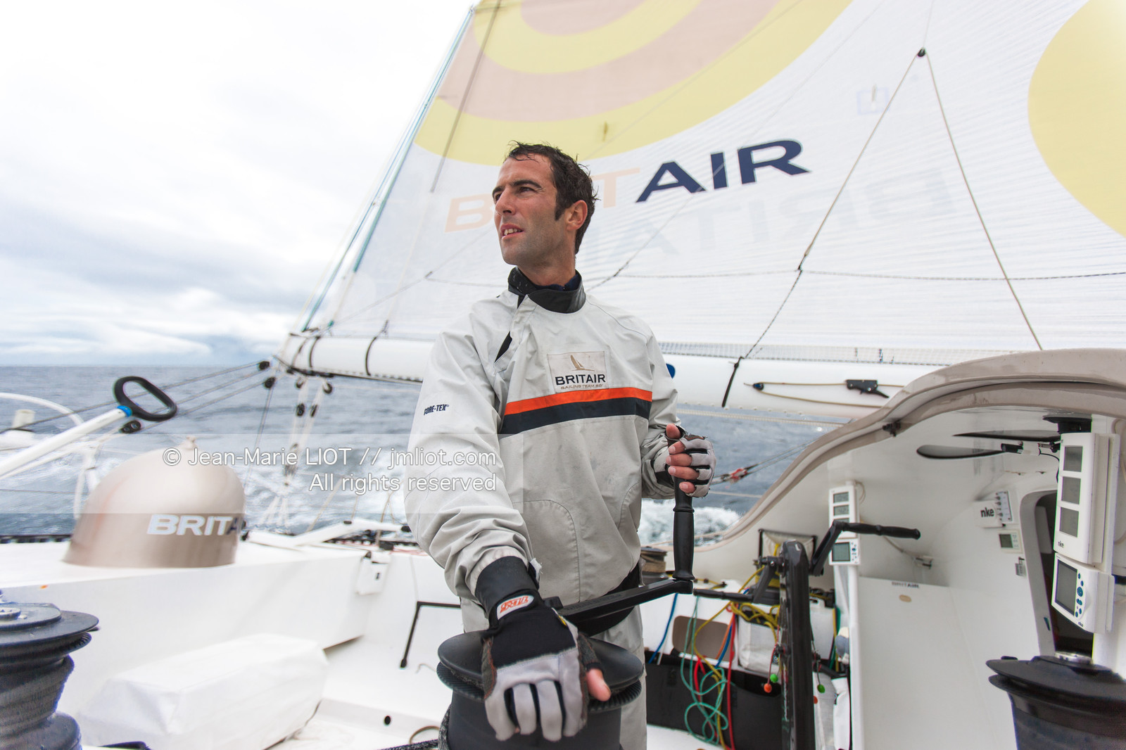 .Armel le Cléac'h training on Britair before the start of the Route du Rhum 2010. Photo © Jean-Marie Liot